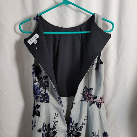 Elle Floral Sleeveless Dress Size 6 Fit Flare Dressy Office Lined Stretchy EUC - Picture 9 of 13
